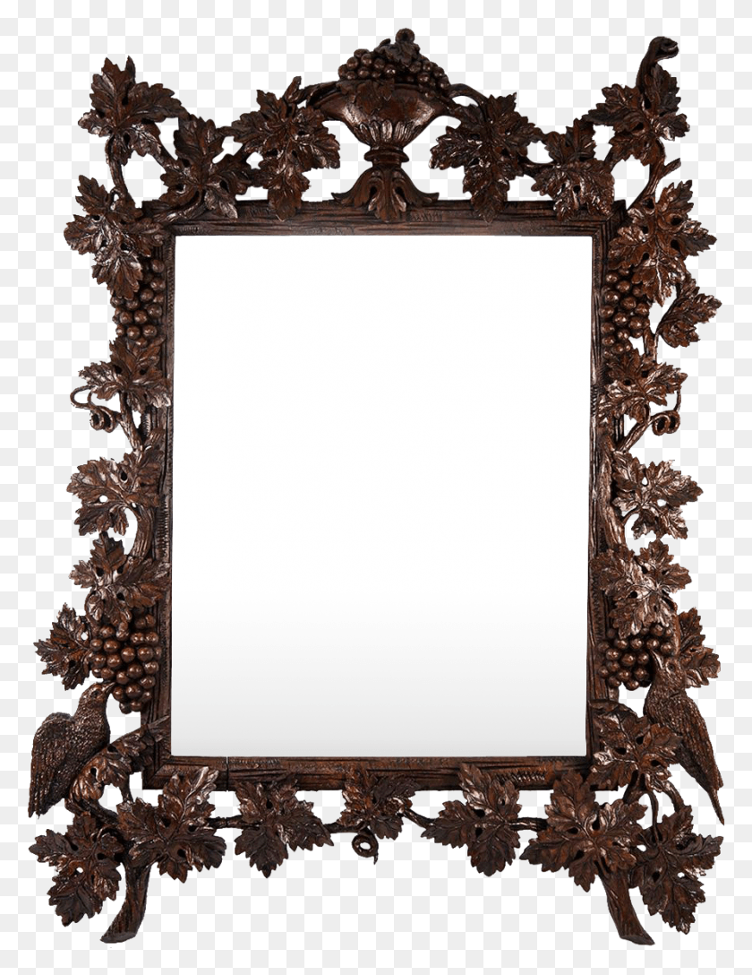 891x1175 Superb 17 Hand Carved Antique Black Forest Or French Mirror, Rug, Chandelier, Lamp HD PNG Download