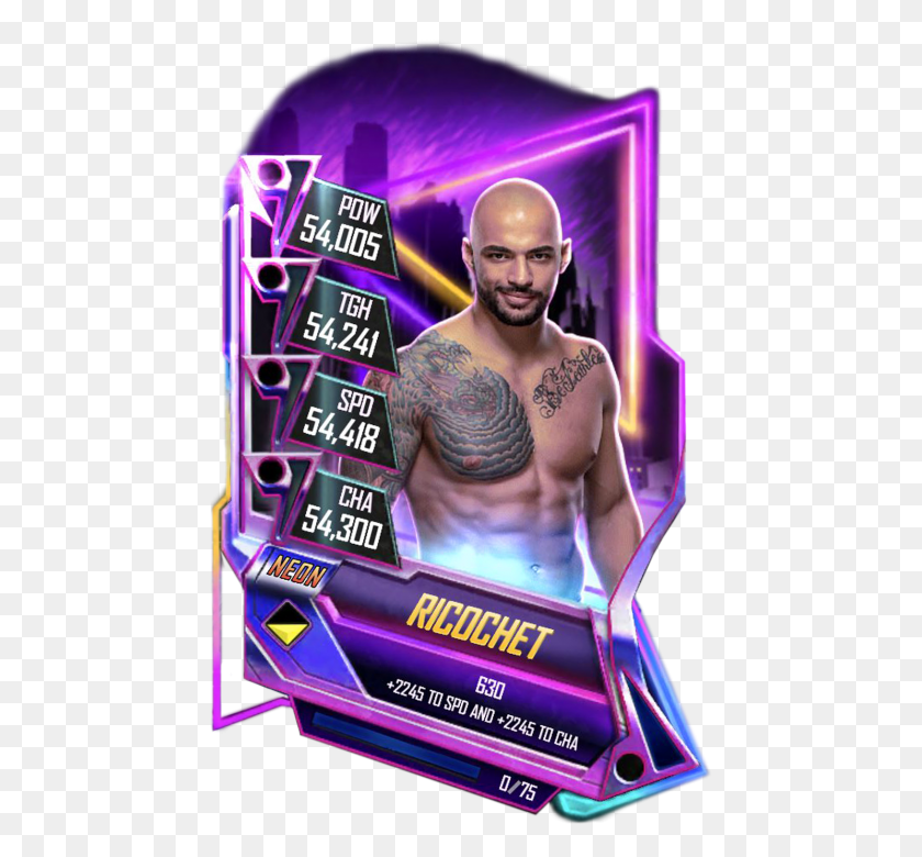 456x720 Supercard Ricochet S5 23 Neon Wwe Supercard Neon Cards, Skin, Person, Human HD PNG Download