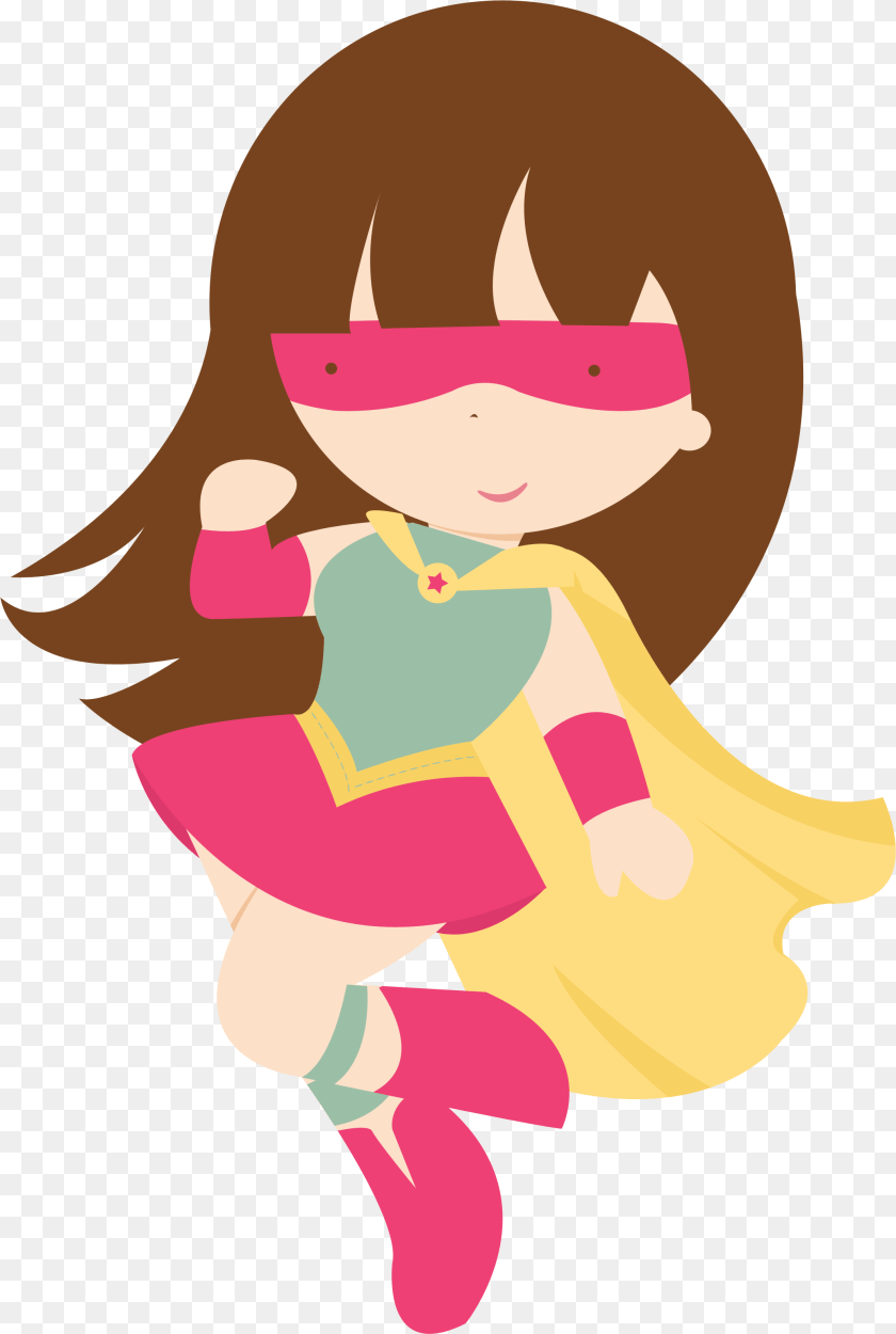 Superhero Girl Clipart, Baby, Person, Cartoon, Cape Sticker PNG