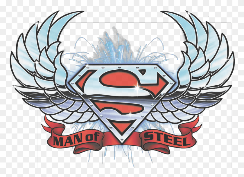 850x600 Superman Chrome Wings Shield Pullover Hoodie, Symbol, Emblem, Logo HD PNG Download