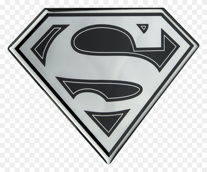 1000x818 Superman Logo Black And Chrome Lensed Fan Emblem By Gray Superman Logo, Mailbox, Letterbox, Symbol HD PNG Download