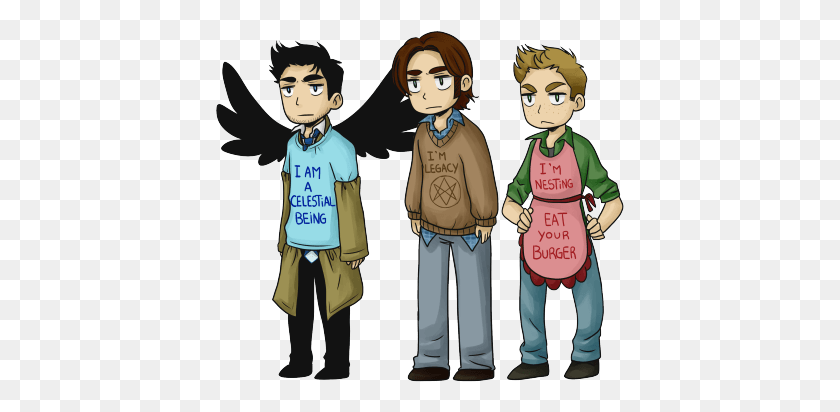 409x352 Supernatural Dean Sam Cas Team Free Will Hellredsky Dean Winchester, Person, Human, People HD PNG Download