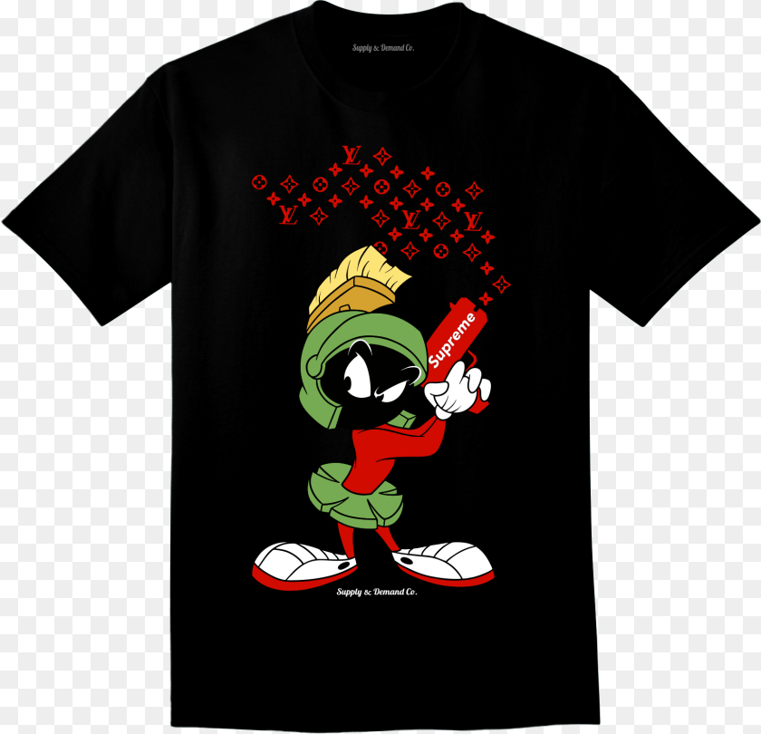 1635x1576 Supply Amp Demand Marvin X Lv X Supreme Black Tee Marvin The Martian Supreme, Clothing, T-shirt, Baby, Person Sticker PNG