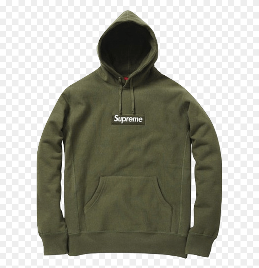 607x808 Supreme Box Logo Olive, Clothing, Apparel, Hoodie HD PNG Download