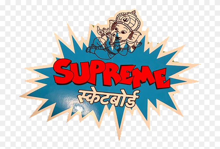698x508 Supreme Ganesha Sticker Supreme Ganesha Tee White, Text, Advertisement, Leisure Activities HD PNG Download