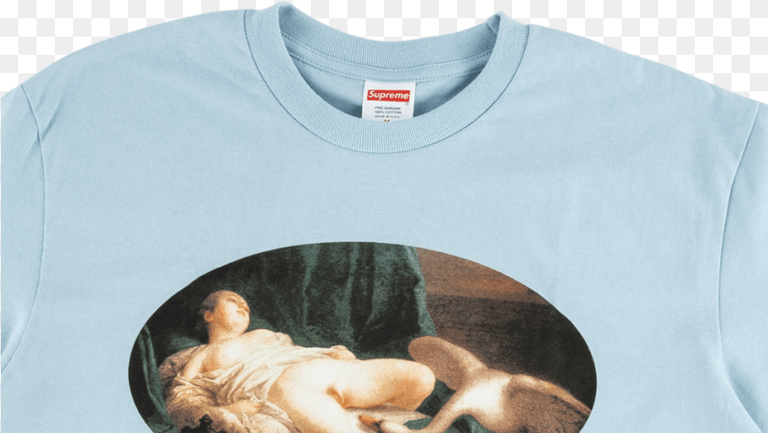 1001x565 Supreme Leda And The Swan Tee Supreme Leda And The Swan Tee White, T-shirt, Clothing, Baby, Person Sticker PNG