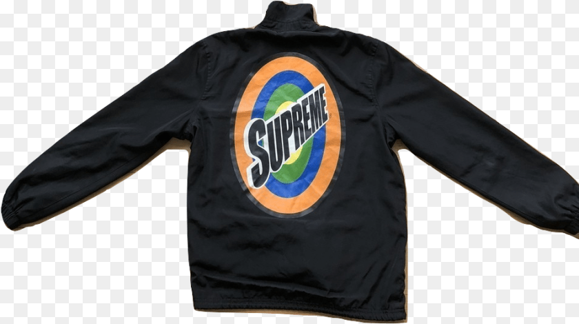 949x531 Supreme Tide Logo Coach Jacket Black Long Sleeve, Shirt, Clothing, Coat, Long Sleeve PNG