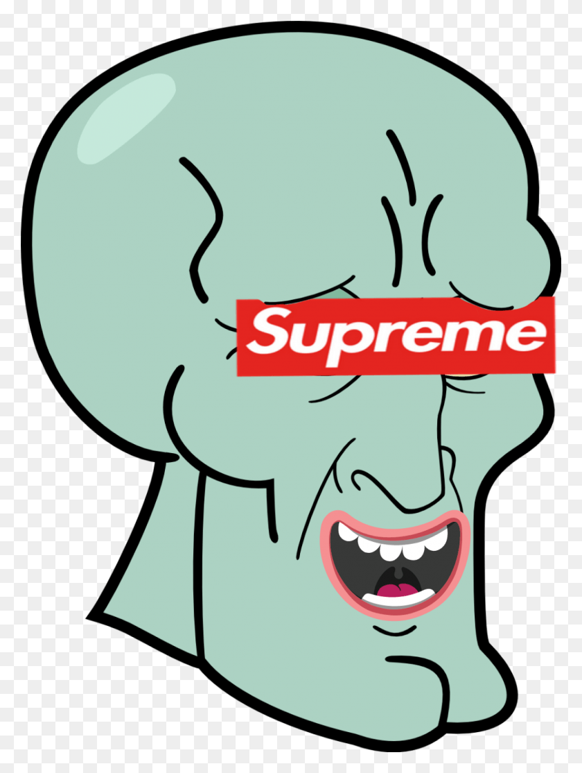 1024x1384 Supremelogo Sticker Funny Squidward, Teeth, Mouth, Lip HD PNG Download