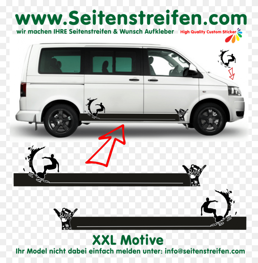 1016x1040 Surf Xl Panorama Seitenstreifen Vw Bus T4 Aufkleber, Minibus, Van, Vehicle HD PNG Download