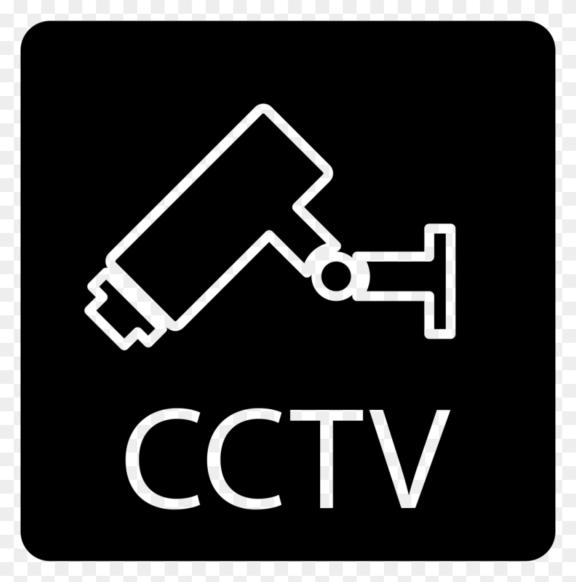 980x992 Surveillance Camera Outline In A Square With Cctv Letters Transparent Cctv Icon, Text, Symbol, Stencil HD PNG Download