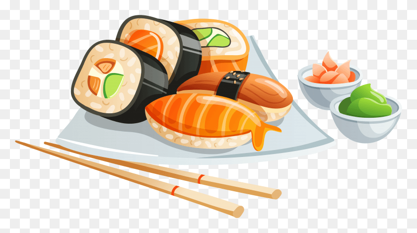 4496x2361 Sushi Clipart Image Sushi Clipart Transparent Background, Food, Meal HD PNG Download