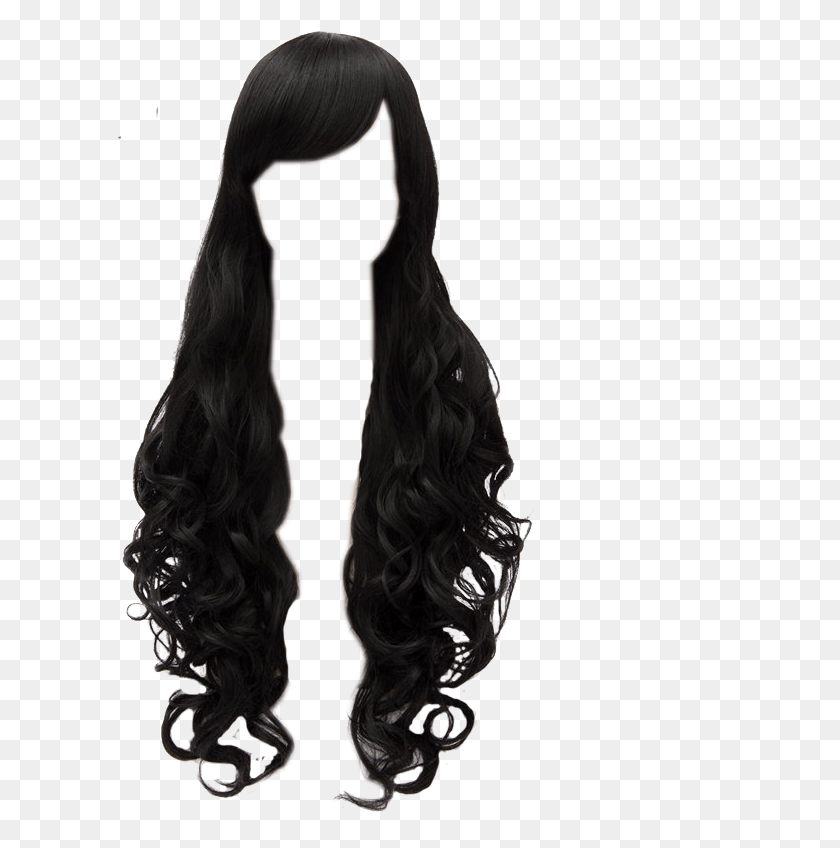 607x788 Svg Black And White Black Wig Black Hair Wig Transparent, Clothing, Apparel, Fur HD PNG Download