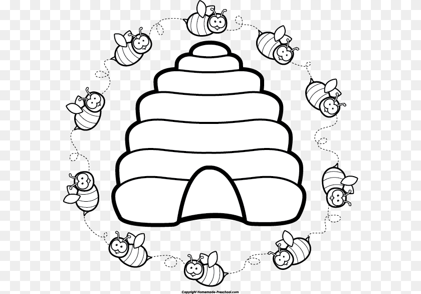 590x586 Svg Black And White Clipart Bees Black And White Beehive Clipart, Baby, Outdoors, Person, Art PNG