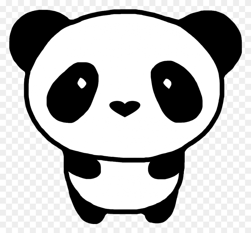 1098x1011 Svg Black And White Cute Blackandwhite Heart Freetoedit Panda Drawing, Stencil, Pirate HD PNG Download