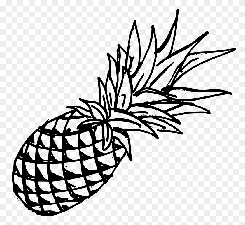 2000x1826 Svg Black And White Drawing Fruit Pineapple Pineapple Drawing, Gray, World Of Warcraft HD PNG Download