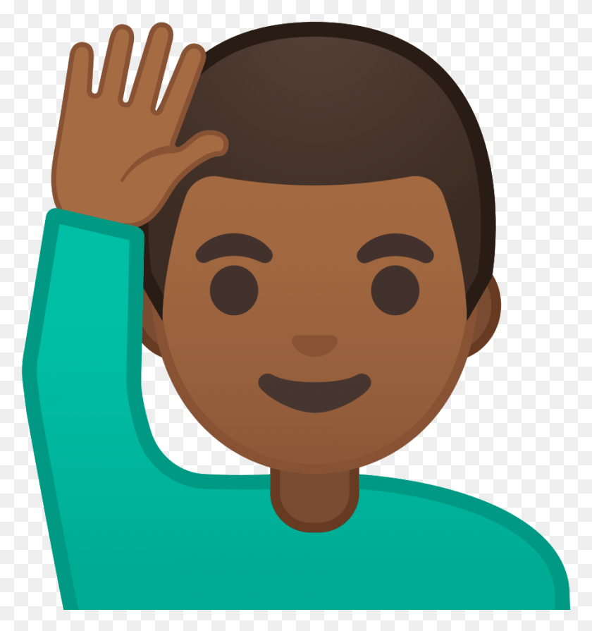 897x961 Svg Emoji Man Raising Hand, Face, Food, Head HD PNG Download