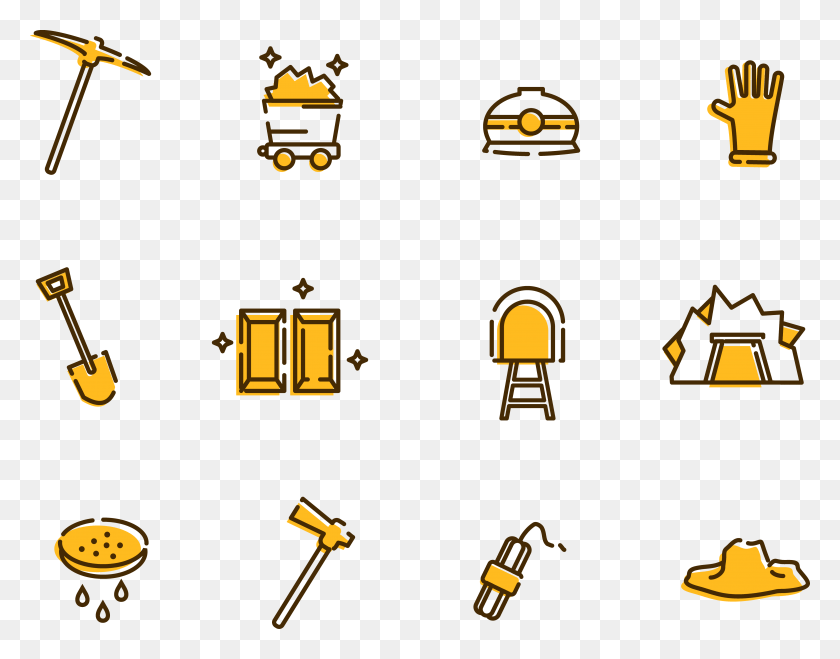 4709x3619 Svg Free Stock Mining Clipart Gold Nugget Gold Mining Tools Clipart, Lighting, Road, Architecture HD PNG Download
