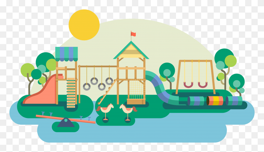 5038x2737 Svg Library Children Playing On Playground Clipart Cool Playground Clip Art, Building, Architecture HD PNG Download