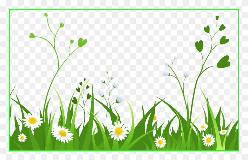 908x560 Svg Library Inspiring Grass Outline Border Daisy Background Clipart, Green, Graphics HD PNG Download