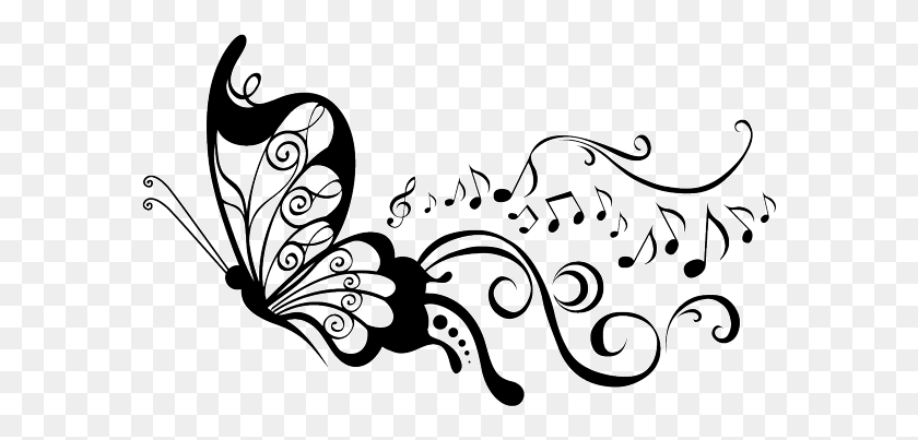 582x343 Svg Swirls Butterfly Mariposa Con Notas Musicales, Graphics, Floral Design HD PNG Download