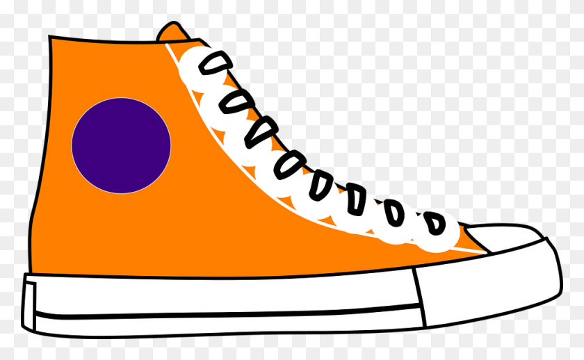 960x564 Svg Transparent Library Clipart Tennis Shoe Free On Orange Converse Shoes Clipart, Clothing, Apparel, Footwear HD PNG Download