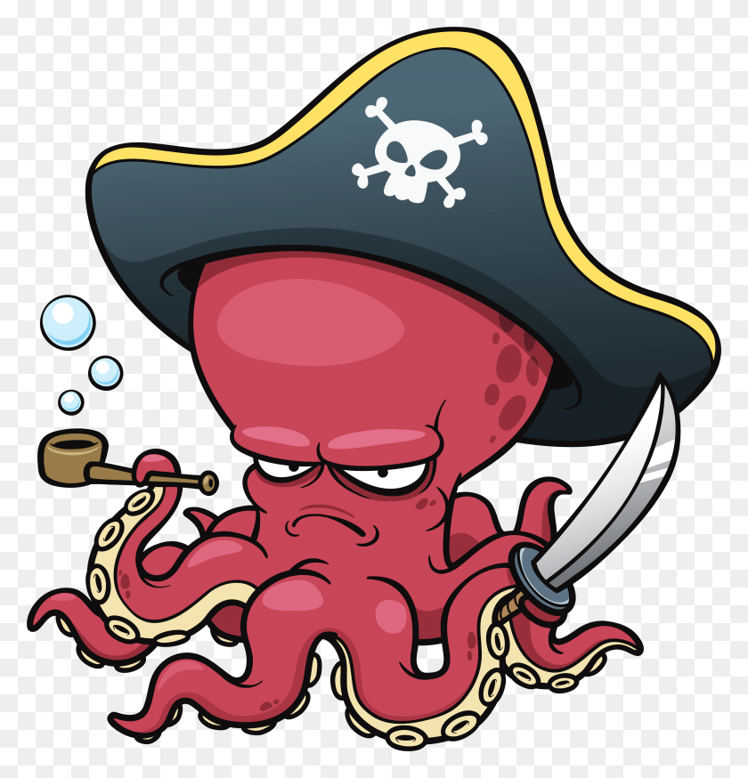 3830x4000 Svg Transparent Pirate The Art Of Funky Pirate Octopus HD PNG Download