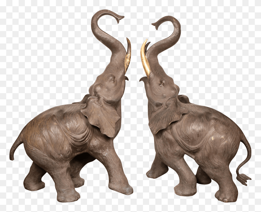 4400x3519 Svg Transparent Stock S Bronze Statues A Pair Chairish Indian Elephant HD PNG Download