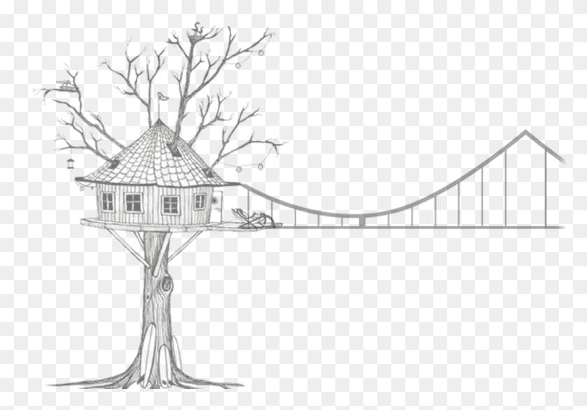 920x621 Svg Transparent Tree House Black And White Easy Drawing Of A Treehouse, Lamp, Plant, Bird Feeder HD PNG Download
