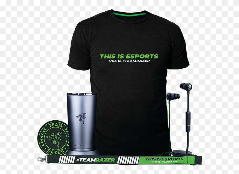 580x553 Swag Pack Includes Razer Coaster Tumbler Lanyard Active Shirt, Person, Human, Clothing HD PNG Download