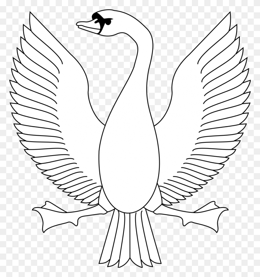 955x1024 Swan Heraldic, Bird, Animal HD PNG Download