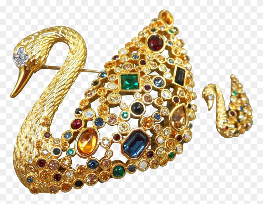 1472x1117 Swarovski Centenary Swan Brooch Set Jewel Tone Colors Swarovski Brooch, Accessories, Accessory, Jewelry HD PNG Download