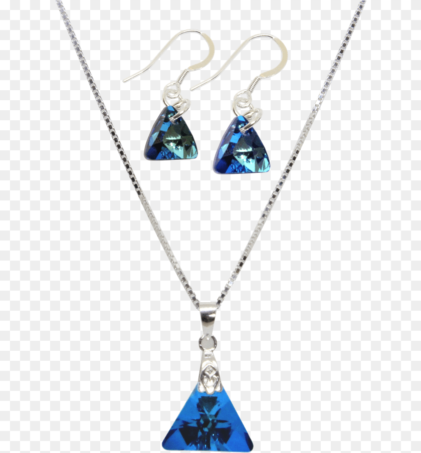 Swarovski Crystal Bermuda Blue Triangle Drop Pendant Earrings, Accessories, Jewelry, Earring, Necklace PNG