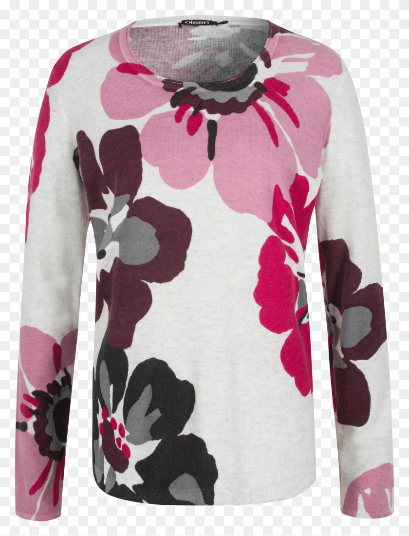 1433x1913 Sweater With Colourful Flower Print Blouse HD PNG Download
