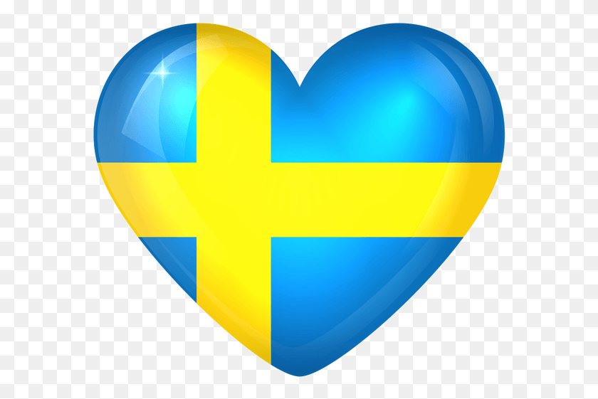 582x501 Sweden Large Heart Flag Swedish Flag Heart, Balloon, Ball, Plectrum HD PNG Download