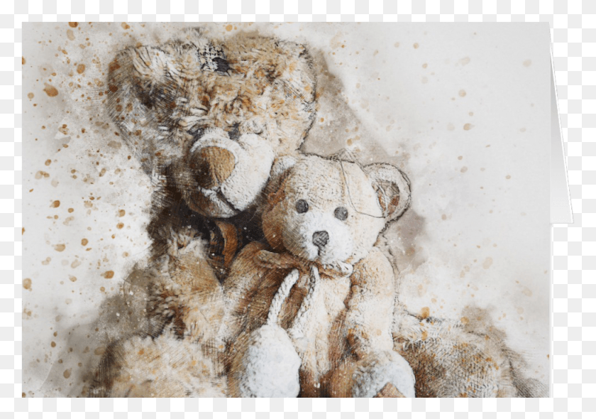 974x662 Sweet Brown Teddy Bears Note Card Marmot, Teddy Bear, Toy, Plush HD PNG Download