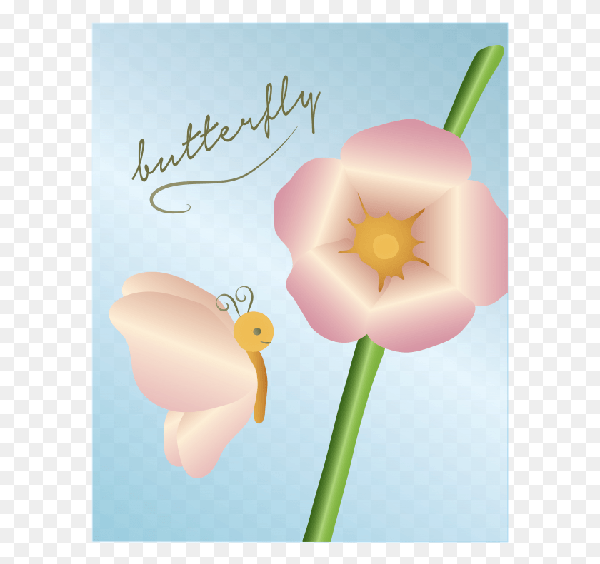 585x730 Sweet Pea Amp Butterfly Wall Art Illustration, Plant, Flower, Blossom HD PNG Download