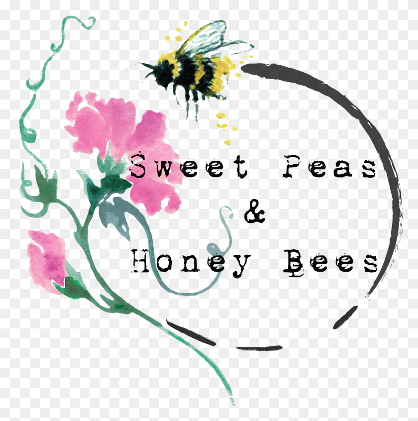 1451x1464 Sweet Peas Amp Honey Bees Illustration, Graphics, Floral Design HD PNG Download
