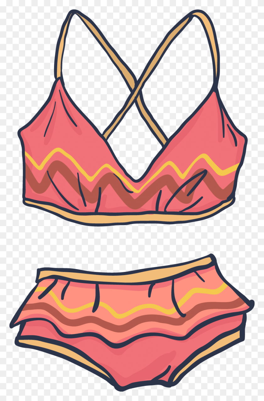 862x1345 Descargar Png Traje De Baño Bikini Clip Art Traje De Baño De Dibujos Animados, Ropa, Vestimenta, Calzado Hd Png