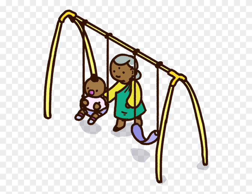 554x588 Swing Grandma And Kid, Bow, Toy, Building HD PNG Download