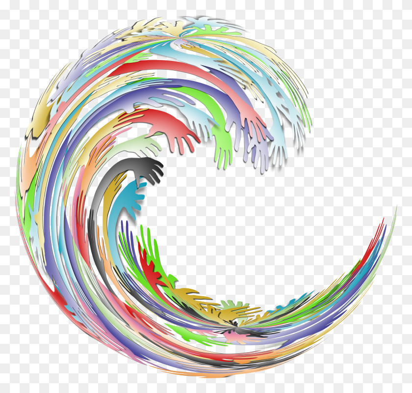 2180x2069 Swirl Of Colorful Hands Coloured Hands Transparent, Graphics, Helmet HD PNG Download