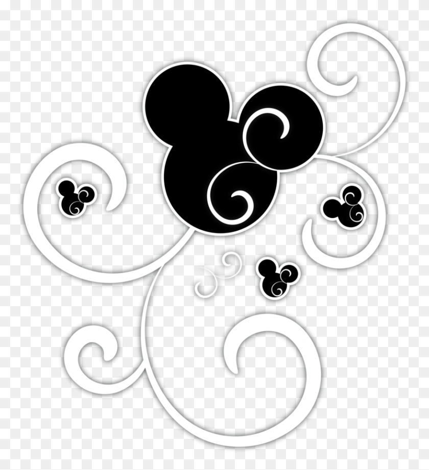 815x900 Swirls Clipart Mickey Minie Mouse And Mickey Mouse Tattoo, Graphics, Floral Design HD PNG Download