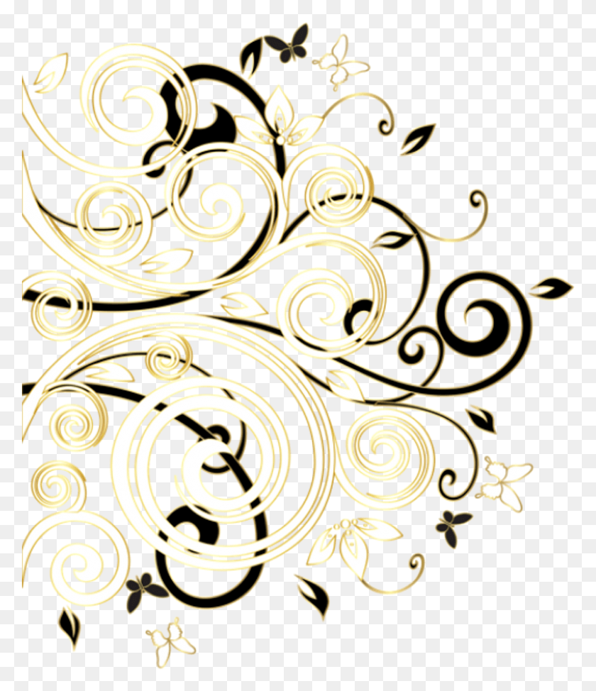 835x979 Swirls Sticker Decoration Clipart Black And White, Floral Design, Pattern, Graphics HD PNG Download