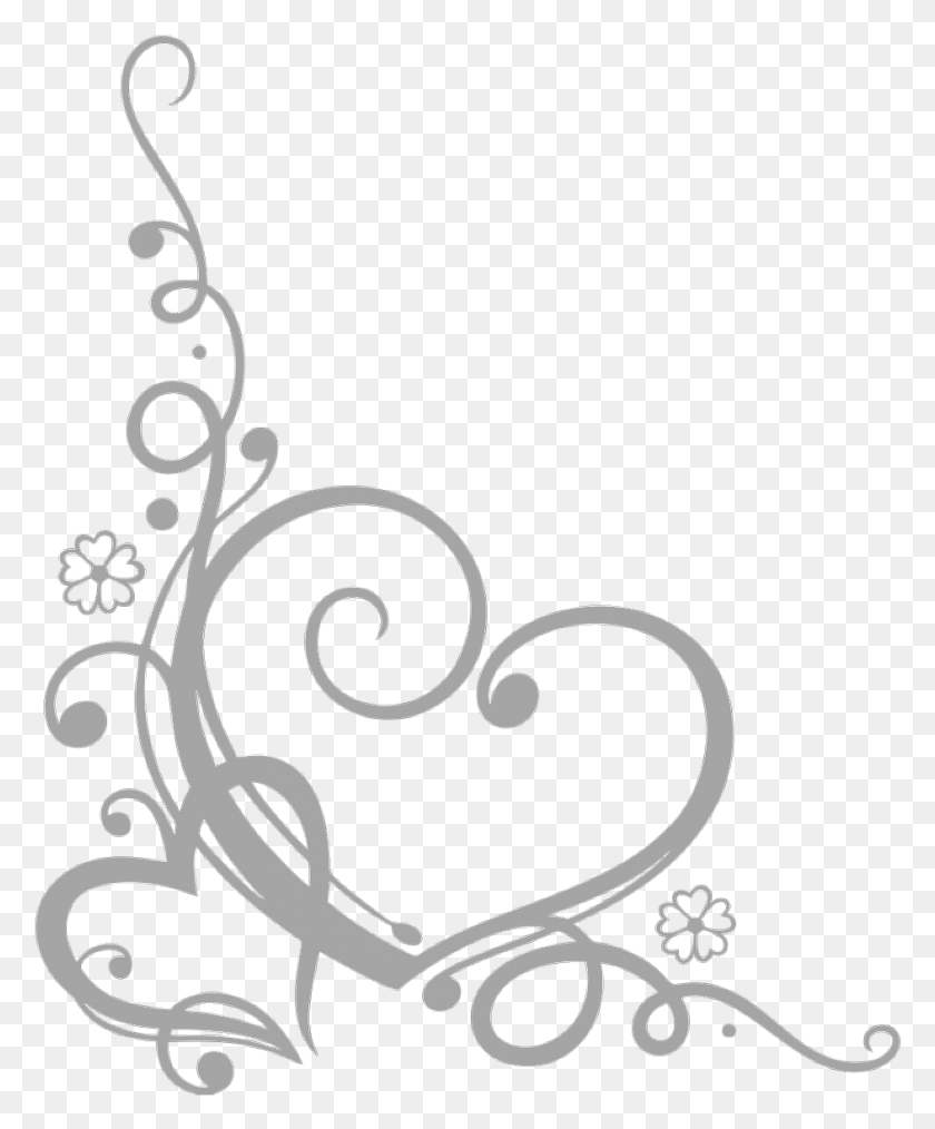 943x1154 Swirls Swirl Swirly Hearts Heart Corners Corner, Graphics, Floral Design HD PNG Download