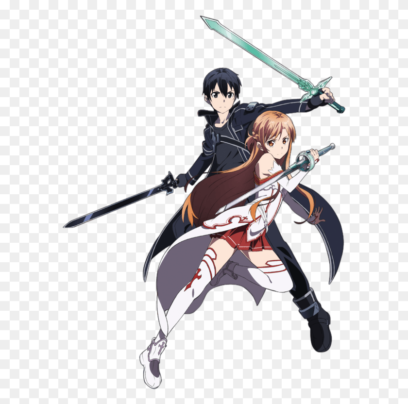 585x772 Sword Art Picture Kirito And His Swords, Person, Human, Manga HD PNG Download
