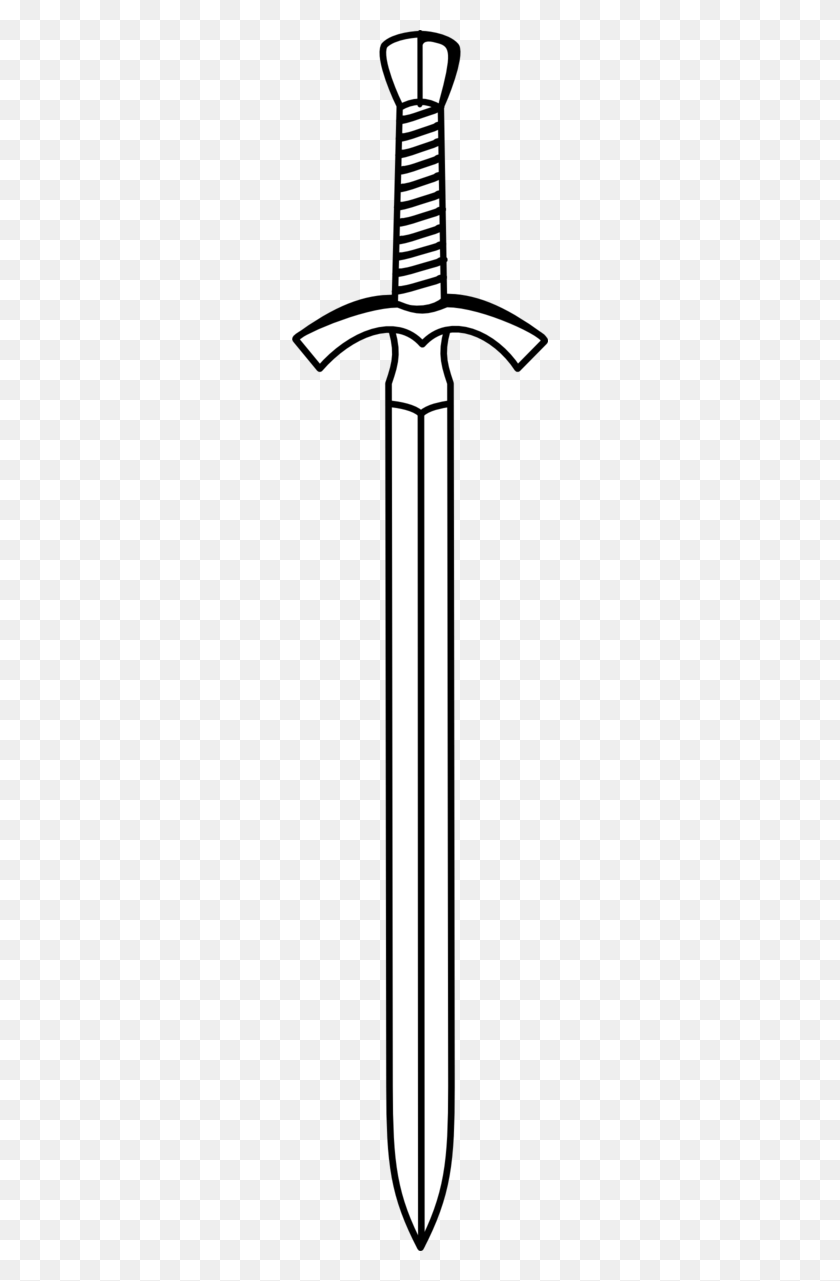 256x1221 Sword Clipart Black And White Knight Sword Clipart, Blade, Weapon, Weaponry HD PNG Download