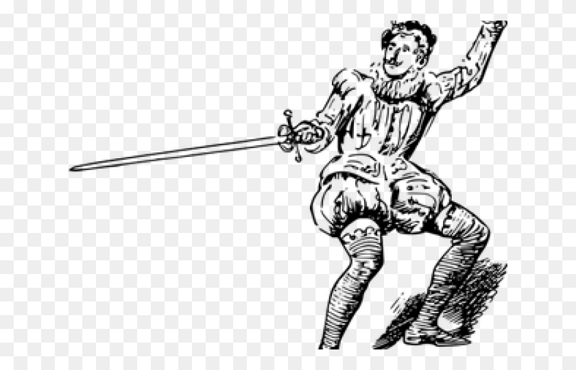 640x480 Sword Clipart Line Drawing Soldier With Sword Drawing, Gray, World Of Warcraft HD PNG Download