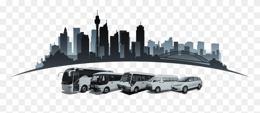 974x382 Sydney Charter Bus Hire Australia Skyline Silhouette, Car, Vehicle, Transportation HD PNG Download