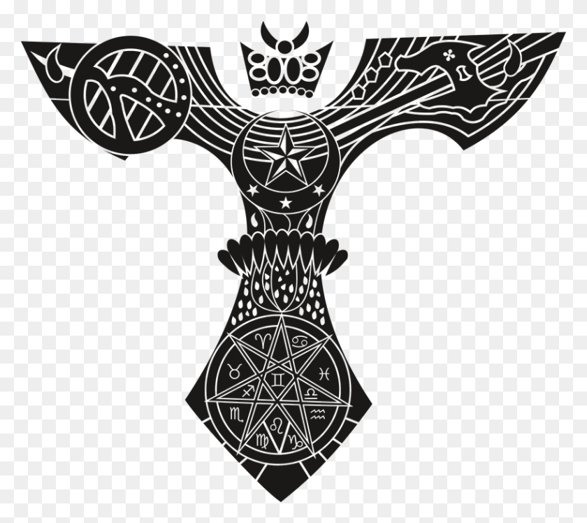 816x720 Symbol Teomachia Larp Mystic Vector Moon Tattoo King Crown Flash, Cross, Emblem, Pillar HD PNG Download