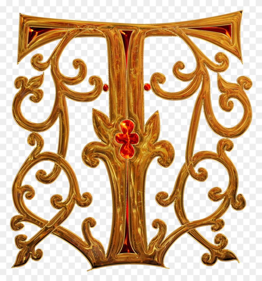 949x1021 T Gold Wood Cinderella Bling Table, Gate, Cross, Symbol HD PNG Download