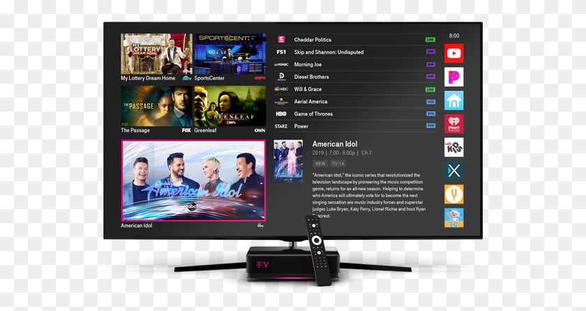 599x386 T Mobile Tvision Home, Person, Human, Monitor HD PNG Download